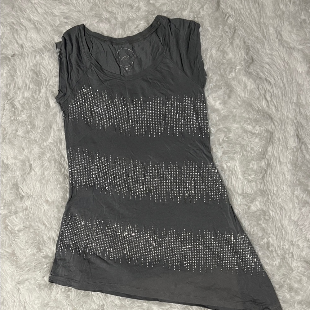 INC Gray Top with Silver Accents